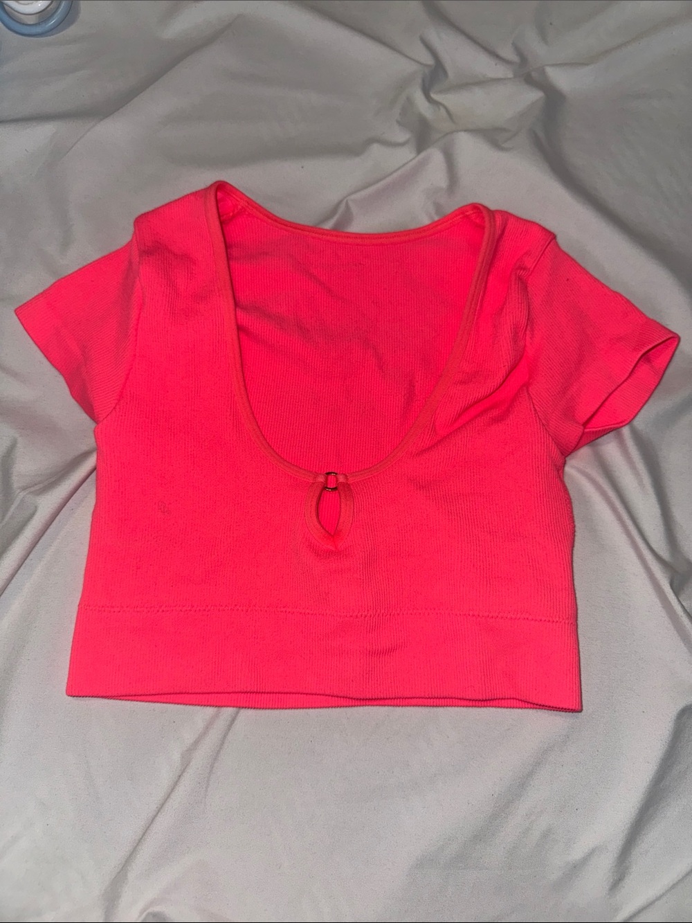 American Eagle Outfitters Neon Pink Scoop-Keyhole Crop Top